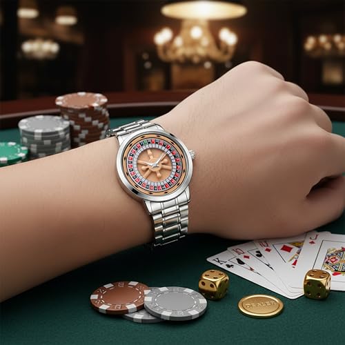 Image of Branded Men's Sport Quartz Watch Arrow Wheel Dial 360 Rotating Casual Fashion Stainless Steel Alloy Mens & Boy's Luxury Metal Gift Creative Watch