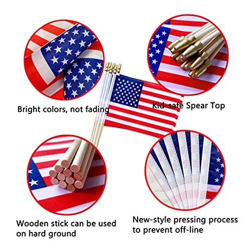 Tsmd Us American Stick Flags Small Mini Usa Hand Held Flags,July 4Th Decoration,Veteran Party,Memorial Day,5X8 Inch,12 Pack #TOP4