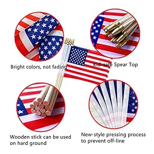 TSMD US American Stick Flags Small Mini USA Hand Held FlagsJuly 4th DecorationVeteran PartyMemorial Day5x8 Inch12 Pack