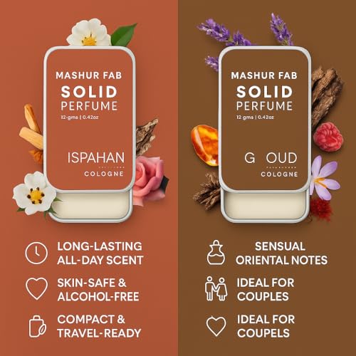 Image of Solid Perfume Combo - Soiree & Antonia | 2-Pack Alcohol-Free Natural Cologne | Long-Lasting Fragrance for Men & Women | Citrus, Floral & Woody Notes | 12g Each (Sandalwood, Saffron)
