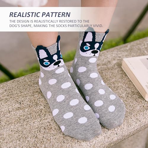 NyxSeat 5 Paar Gepunktete Baumwoll-Hundesocken, Neuheitssocken, lustige Socken, Geschenke für französische Bulldoggen, Geschenke für Hundeliebhaberinnen