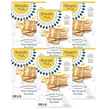 Simple Mills Almond Flour Crackers, Fine Ground Sea Salt, Gluten Free, Flax Seed, Sunflower Seeds, Corn Free, Good for Snacks, Made with whole foods, 6 Count Packaging May Vary