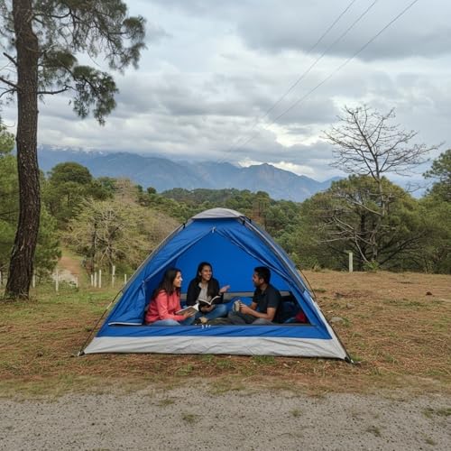 Image of 3 Person Camping Tent | Water Resistant |UV Protection|Wind Ready |Portable | ET1103 | Navy Blue