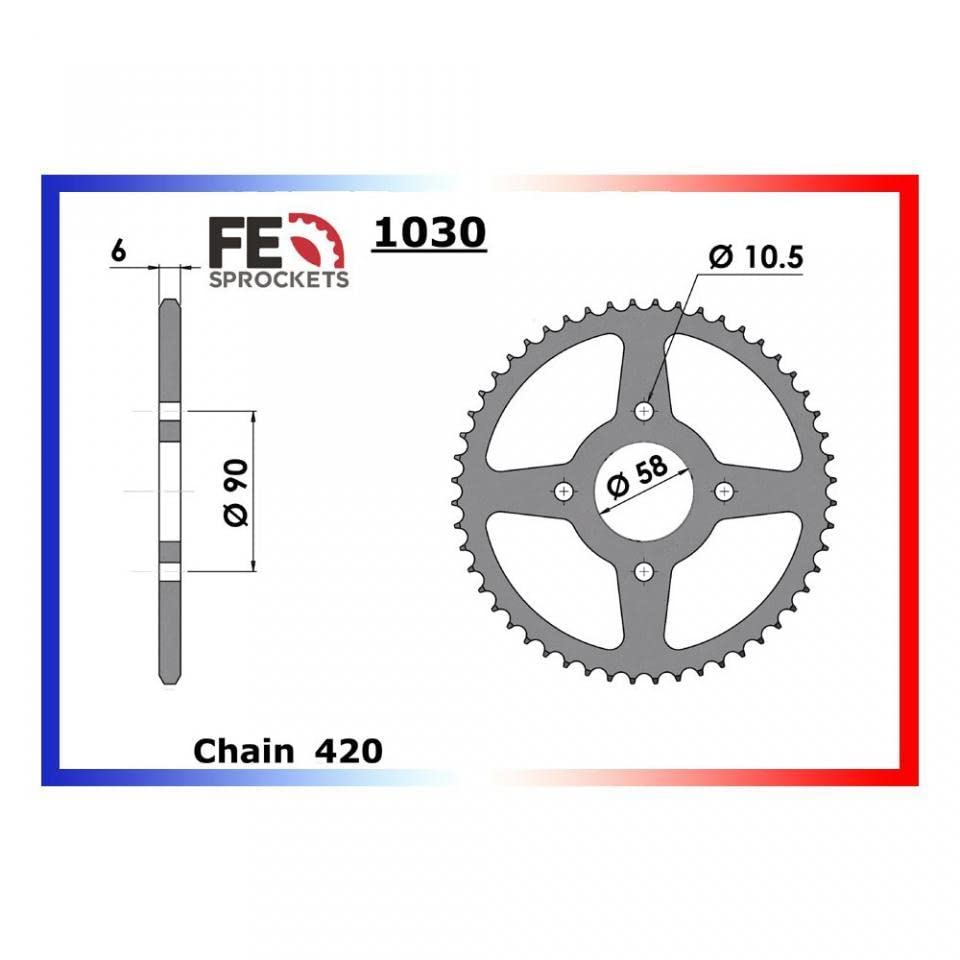 Couronne transmission FE compatible avec moto Masai Furious 50 2019 à 2021 62 dts P420