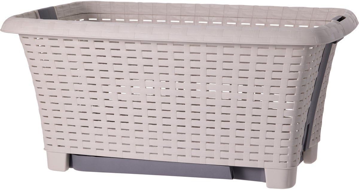 Moderner Wäschekorb mit klappbaren Beinen, in Grau, Grün oder Taupe. Hergestellt aus robustem Kunststoff. Faltbarer Wäschesammler, ideal für Badezimmer und Waschraum.