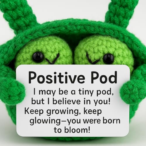 Emotional Support Crochet, Positive Crochet Cactus, Encouragement Gifts for Women Men Birthday Christmas Self Care Friends Coworkers Relaxation Gift Desk Home Fall Decor Inspirational Suppor