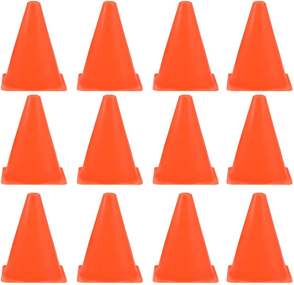 Pack of 12 Traffic Cones Football 18 cm Marking Cones Football Pylons Hats Sport Marking Cones Football Training Aid Hats Pylons Football for Sports Dog Training Riding Obstacle Cones