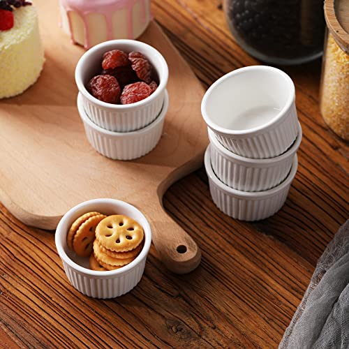 3 Oz Ramekins - 6 Pcs Porcelain Ramekins Dishes For Souffle,Creme Brulee, Pudding, Custard Cups,Bakeware Bowls Set For Baking,Oven Safe, White 2.75 Inch #TOP5