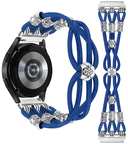 Beaded Bracelet Band Compatible with Samsung Galaxy Watch 6&5&4 40mm 44mm/Watch 6 Classic 43mm 47mm/Watch 5 Pro 45mm/Watch 4 Classic/Active 2/Watch 3 Women, 20mm TOYOUTHS Boho Stretchy Charms Solo