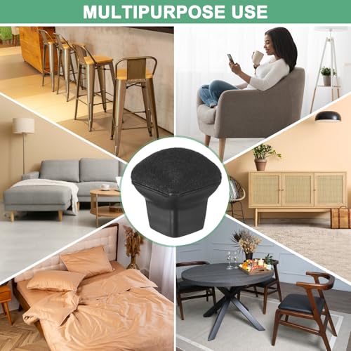 Image of M METERXITY 32-Pack Chair Leg Floor Protectors, 0.55 inch-0.75 inch Silicone Cups Square Felt Furniture Pads for Chairs /Tables in Hardwood Floors /Tile Floors, Chair Leg Covers [Black]