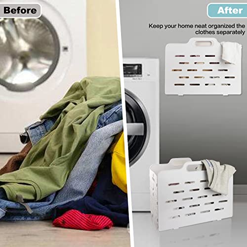 Large Collapsible Plastic Laundry Baskets With Handles, Breathable Mesh Material, Foldable Plastic Laundry Hamper For Laundry Bathroom Bedroom Dormitory Storage Organizer (White) #TOP5