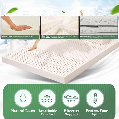 Cubrecolchón de látex cojín cómodo transpirable y corrector de colchones duros 5