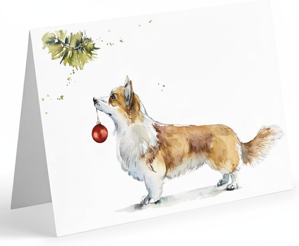 Ritzy Rose 24 Sweet Christmas Corgi Greeting Cards w/Envelopes