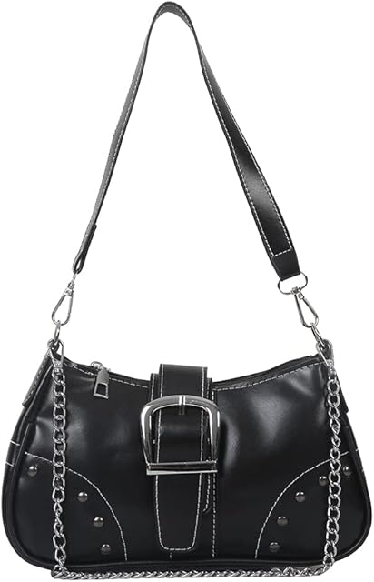 DKIIL NOIYB Shoulder Bag Y2K Small Hobo Bags for Women, Y2K Bags Handbag PU Large Hobo Purses with Detachable Strap Underarm Bag Ladies Crescent Bag