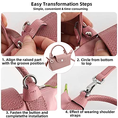 Bag Transformation Accessories for Longchamp mini Bag Straps Punch-free Genuine Leather Shoulder Strap Crossbody Conversion4