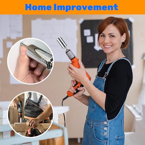Geekman Fathers Day Dad Gifts from Daughter Son Wife, Silver Universal Socket Tools, Socket Set with Power Drill Adapter Stocking Stuffers for Men, Tools Gifts for Husband Dad DIY Handyman