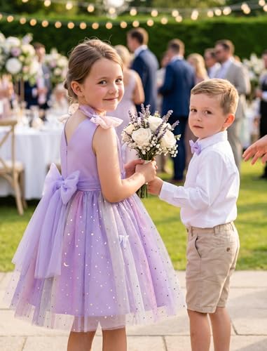 Image of IMEKIS Toddler Kids Girls Butterfly Dress Sparkle Sequins Tulle Wedding Formal Birthday Dresses 2-10T