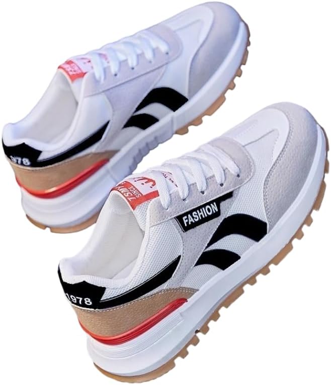 Women's Casual Colorblock Sneakers, Lace Up Platform Soft Sole Walking Shoes, Lightweight Low-top Trainers