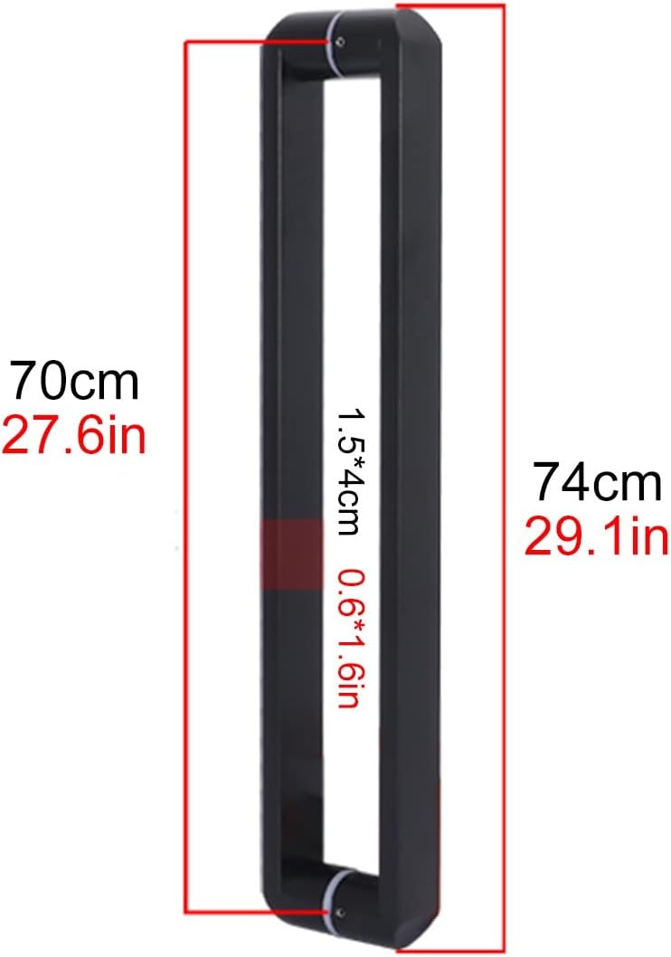 Gate Pull Handles,Modern Square Barn Door Handle Hardware for Garage Shed Warehouse Door Mirror or Matte Finshed (Black Length 74cm(29.1inch))