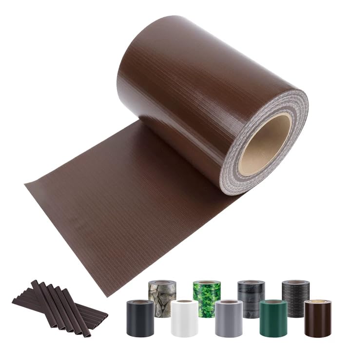 Sunnylaxx PVC Sichtschutzstreifen 35m x 19cm, 450g/m² inkl. 20 Clips, Braun Zaun Sichtschutz, Gartenzaun, Stabmattenzaun, Zaunfolie, Doppelstabmatten Zaun