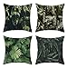 Lieson Housse Coussin 40x40 Lot de 4, Housse Coussin Deco Canape Vert Coussin Deco Salon de Jardin Feuilles de Pin, Polyester