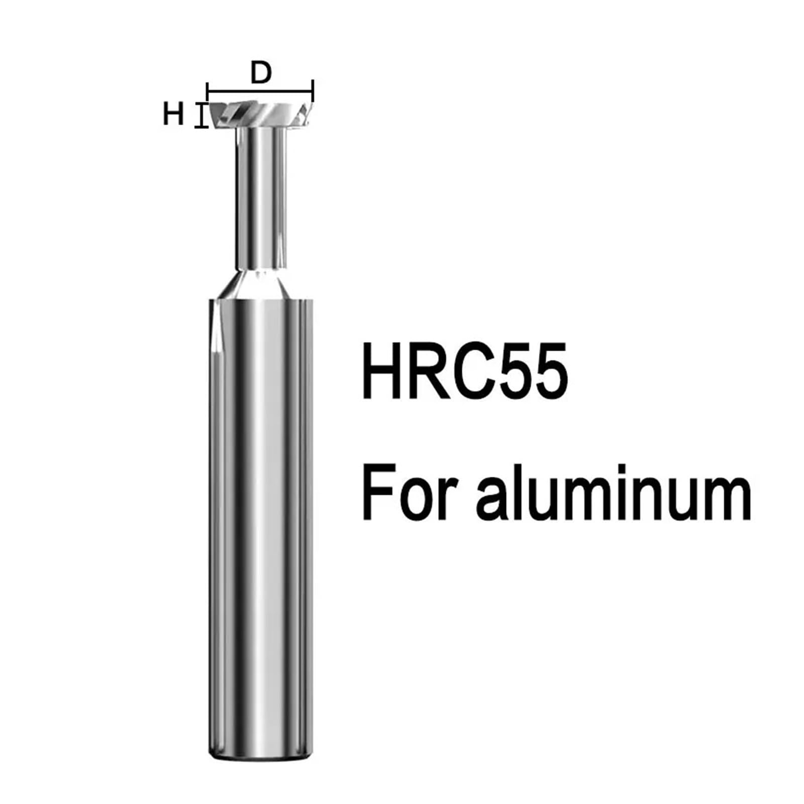 Fresado con ranura en T, fresa de extremo de carburo recubierto de TiCN HRC55, brocas de ranurado de acero de tungsteno de aleación de precisión(Aluminum D4x1.5H)