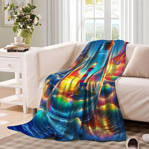 Couvre-lit phare imprimé 3D en peluche microfibre douce et chaude haute densité - 4