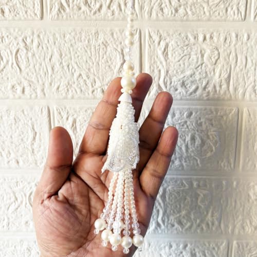 Image of Adikala Craft Store Handmade Ethnic Latkan Tassel Set of 2 for Saree Pallu, Blouse, Suits, Dupatta, Lehenga Decor (Beaded Cone)
