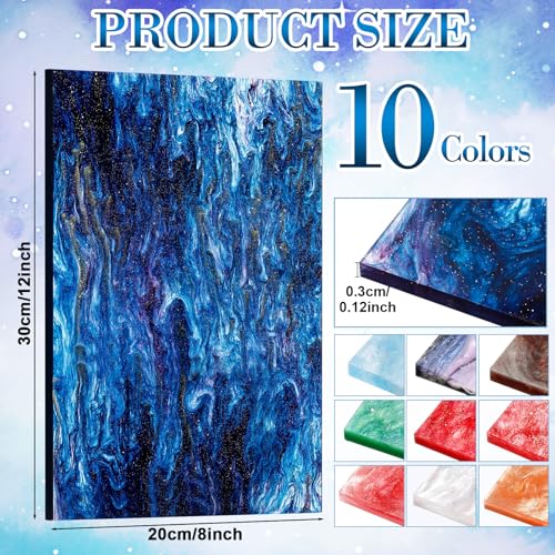 Image of Geetery 10 Glitter Pearlescent Acrylic Sheets 1 /8 Thick Opaque Colored Sparkly Cast Acrylic Sheet for Laser Cutting Engraving Pearl Crafts DIY Projects UV Signs (12 * 8'')