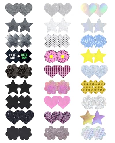 Image of CICKEE Pasties Rave Pack 27 Pairs Multicolor Nipple Covers Pasties Glitter Pasty