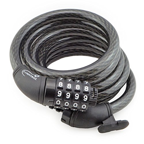 Lumintrail Bike Cable Lock 6 Ft Self Coiling 12Mm Braided Steel Cable Resettable Combination Cable Lock With Included Mounting Bracket (2 Pack) #TOP1