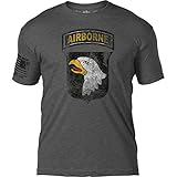 7.62 Design Army 101st Airborne Division 'Distressed' Patriotic Men's T Shirt,Heather Dark Charcoal,Large