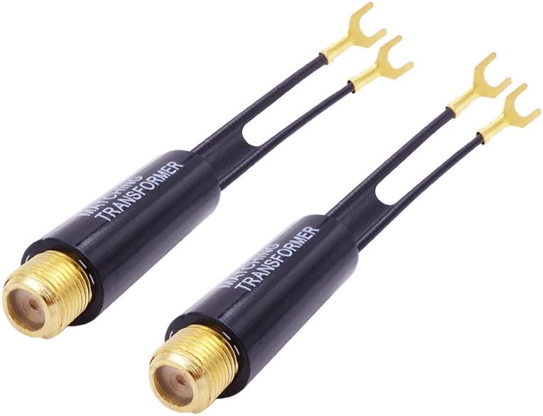 Fancasee Fancasee (2 Pack Gold Plated) 75 Ohm to 300 Ohm UHF/VHF/FM Matching Transformer Converter Adapter with F Type Female Coax Coaxial Connector Jack for Cable Wire Antenna