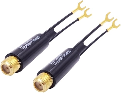 Fancasee Paquete de 2 adaptadores convertidores de transformador a juego UHFVHFFM de 75 Ohm a 300 Ohm con conector hembra tipo F, conector coaxial