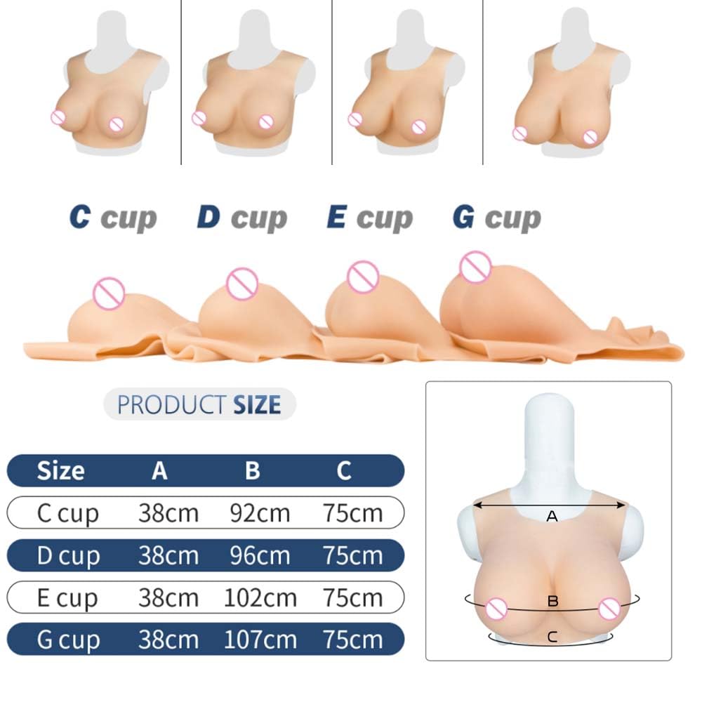 Moldes de silicona para pechos Placa para pechos postizos Pechos postizos Cuello redondo Estilo C-G Copa para transgénero Crossdresser Cosplay