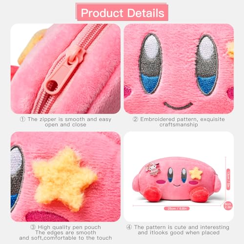 Jutorosy PENCIL CASE-1 Cute Pink Pencil Pouch, Cartoon Makeup Bag With Acrylic Badge, Pencil Case, Kawaii Stationery, Storage Pouch, Stationery Bag, Cosmetic Bag Gift For Teen Girls And Women thumb #1