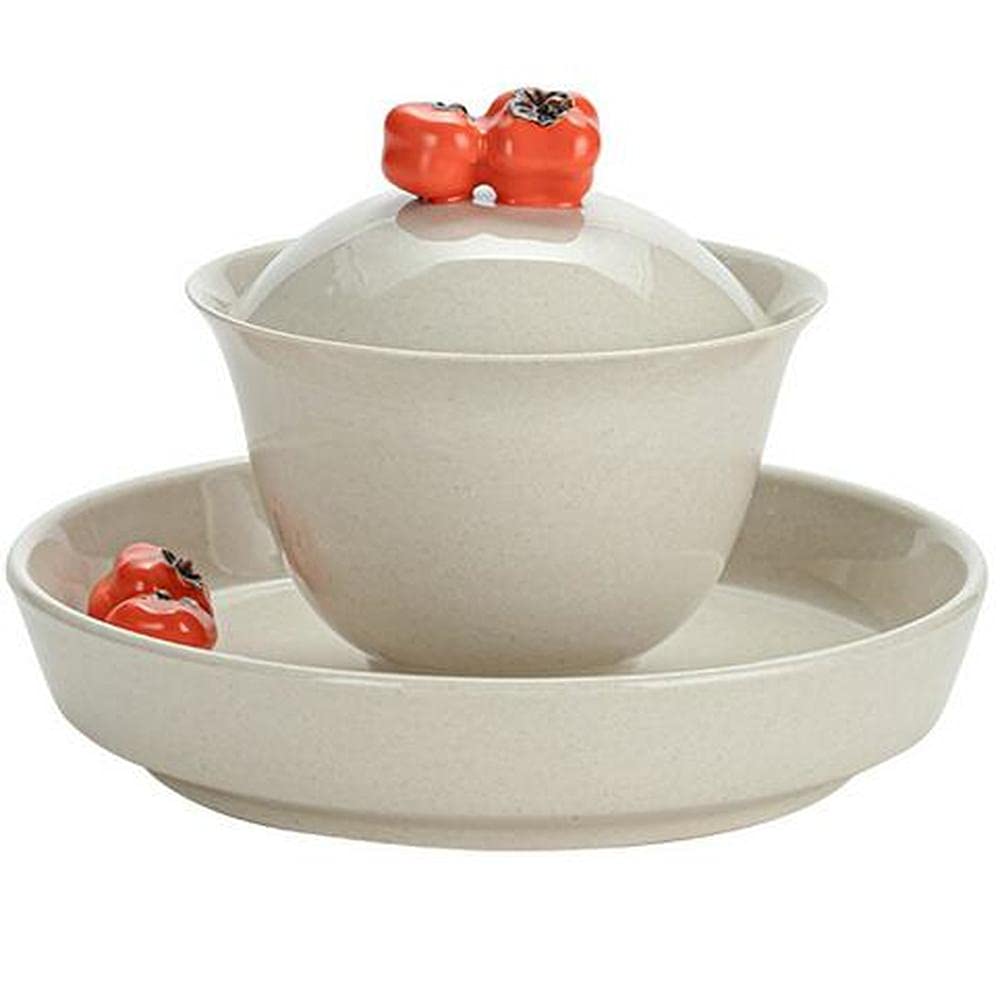 130ml Keramik Pflanze handgemachte Gaiwan Persimmon Terrine Kung Fu Tee-Set Schüssel Dekoration