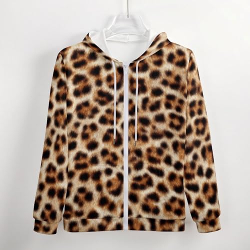 Furry Abstract Leopard Skin Men's Zip Up Hoodie Casual Drawstring Hooded Sweatshirt with Kanga Pocket4