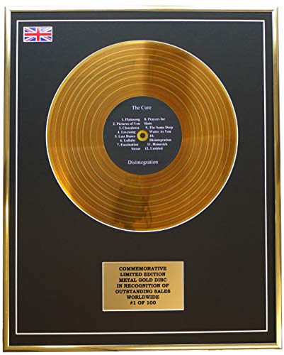 Image of THE CURE - DISINTEGRATION METAL GOLD RECORD DISPLAY COMMEMORATIVE LTD EDITION