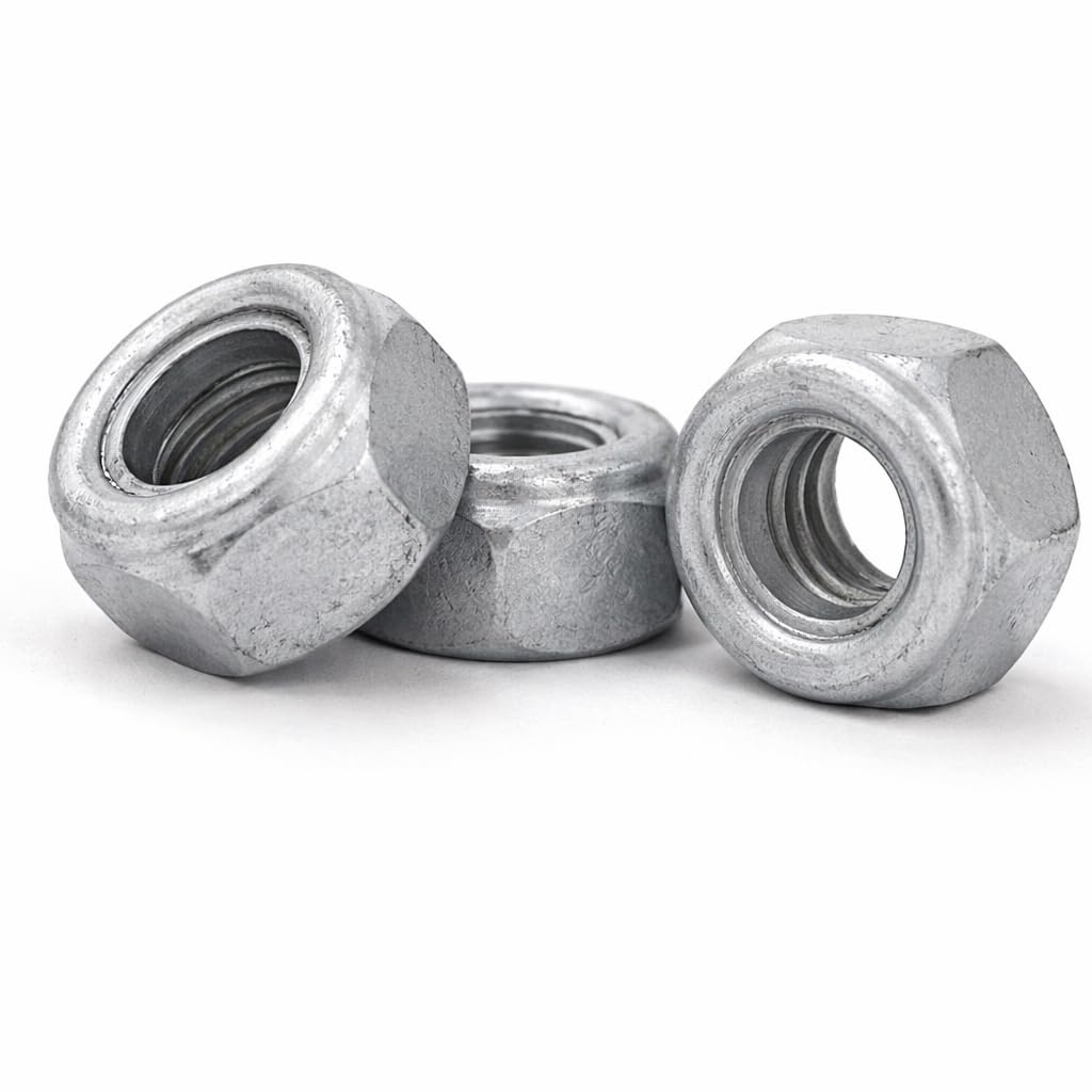 M12 (12mm) (Pack of 100) Nylock Nuts Nylon Insert Locking Nuts Lock DIN985 Silver Zinc Flake - N06E