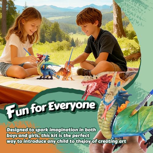 Image of SOLDAY Dragon Toys Painting Kits for Kids Arts and Crafts Ages 3 6 5 7 9 12 Boys Girls to Paint Your Own Paintable Figurines Birthday Party Supplies - Twin Head Dragon | Painting dragon figurines, Arts & Crafts set for ages 3-12, Paintable craft kits for Girls, Crafts activities, Party favor