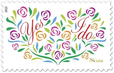 Yes, I Do Wedding Stamps, 20 x 66 Cent U.S. Postage, Wedding Theme, Adult, Paper, Unisex, Manual Operation, Size 4.35 x 5.00 Inches