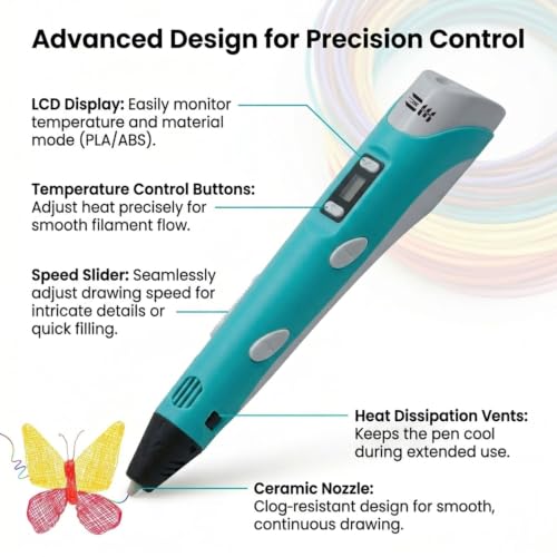 Image of 3D Pen for Kids with USB Cable, 3D Printing Drawing Pen, Includes 3 PLA Filaments 1.75mm 3m Each, DIY Crafting (Random, USB Cable with 3 PLA 3m Each)