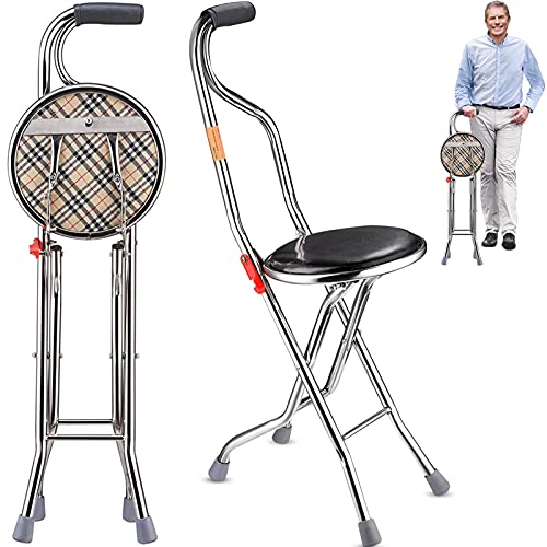 Medical Folding Walking Stick With Seat Four Legged Portable Travel Hiking Cane Chair Stool Eldely Care Aid #TOP11