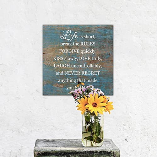 Countryside Wood Sign Plaque Life Is Short Break The Rules Forgive Quickly Decorative Wood Door Hanger Plaque Door Hanger Plaque Country Wood Family Sign For Living Room Dining Room Wall Hanging Decor #TOP4