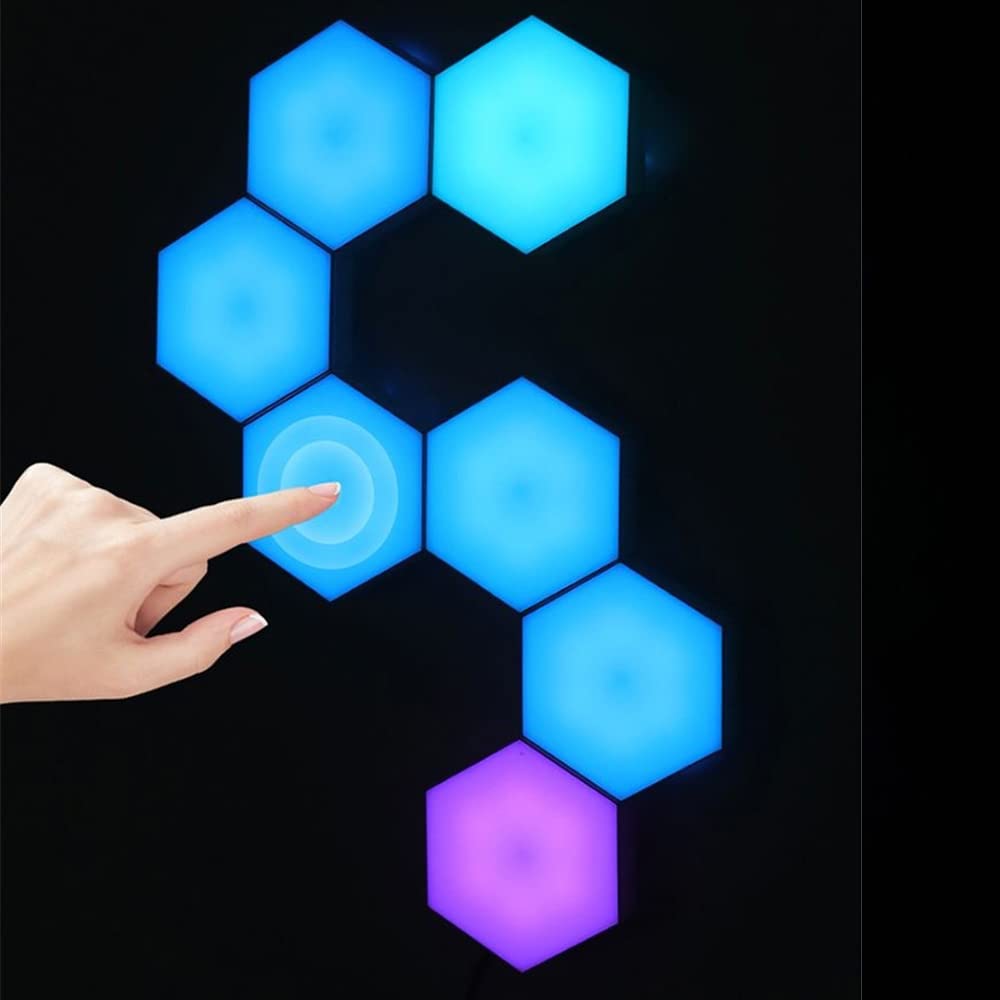 Ulalaza 7PCS LED Esagonale Applique Da Parete A Nido D'ape Luci Notturne FAI DA TE Modulare Sensibile Al Tocco Lampade Assemblaggio di Geometria Creativa per Home Office Hotel Bar