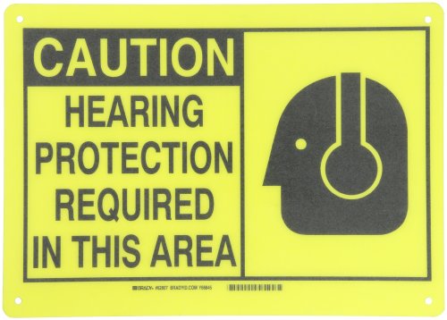 Panneau attention protection auditive requise en fibre de verre durable Brady