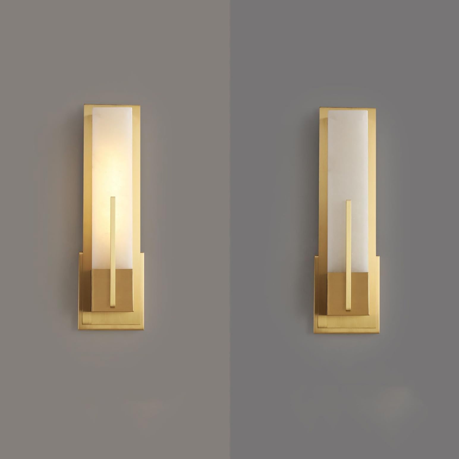 Applique Lineari LED per Interni Luci da Bagno Luci da Parete in Ottone E Marmo Lampade da Parete A Striscia Lunga in Pietra Naturale per Corridoio Camera da Letto E Soggiorno