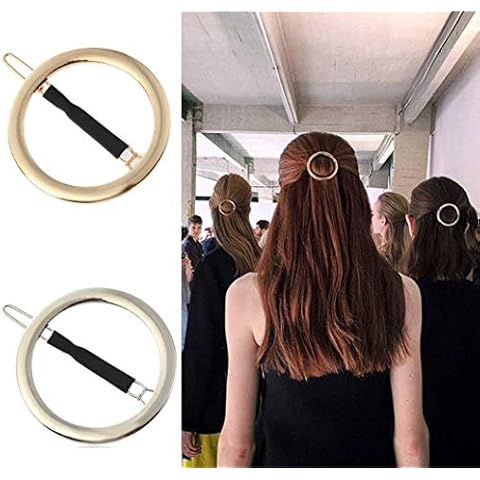 GIYOMI 2 Pcs Minimalist Hair Clip for Women and Girls, Newly designed Hollow Hoop Round Circle Geometric Metal Hair Clip Bobby Pin Ponytail Holder Hair Accessories(Gold & Silver) Cover