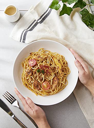 Sweese Porcelain Pasta Bowls, 45 Ounce Large Salad Serving Bowls, Wide And Shallow Bowls Set Of 4, Microwave And Dishwasher Safe, White, No. 113.101 #TOP1